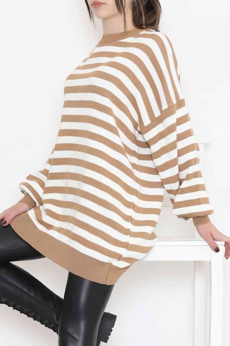 Oversize Striped Knitwear Milk Coffee - 2025.1577.