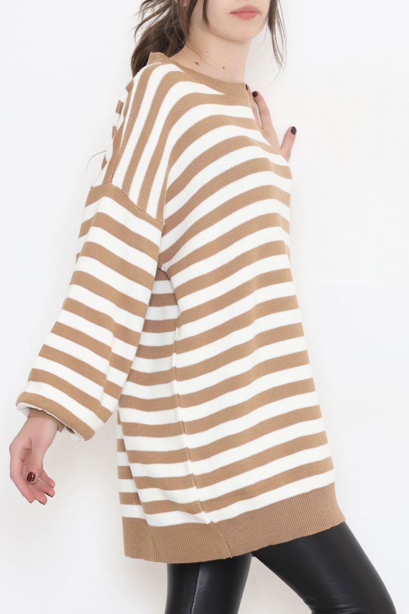 Oversize Striped Knitwear Milk Coffee - 2025.1577.