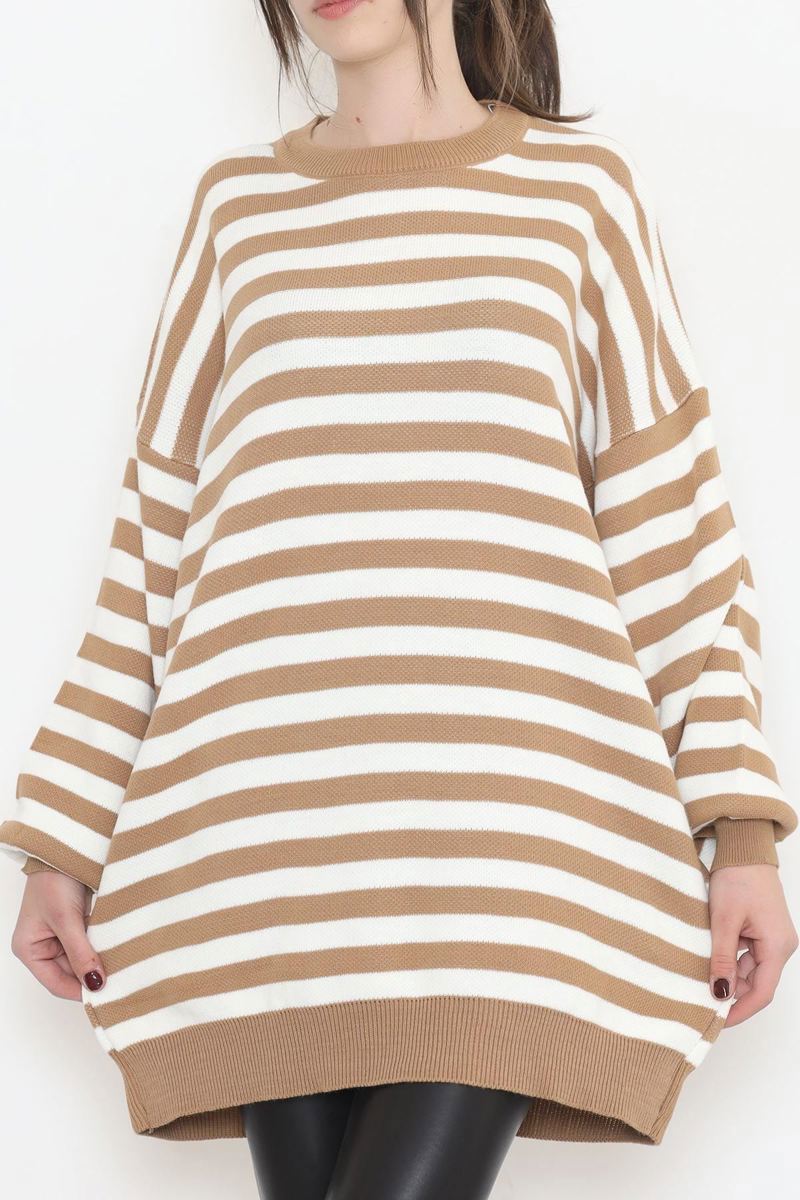 Oversize Striped Knitwear Milk Coffee - 2025.1577.