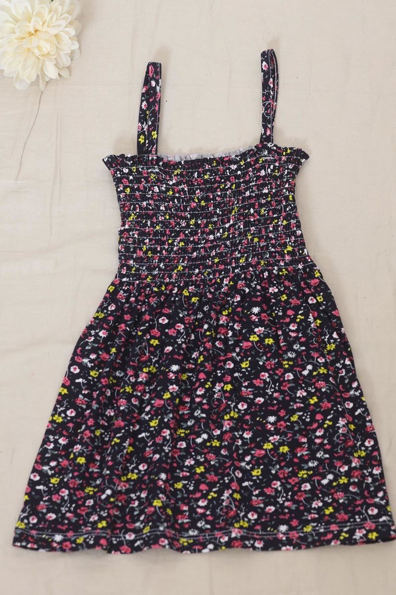 2-6 Years Old Rope Strap Children's Dress Navy Flower - 12523.1771.