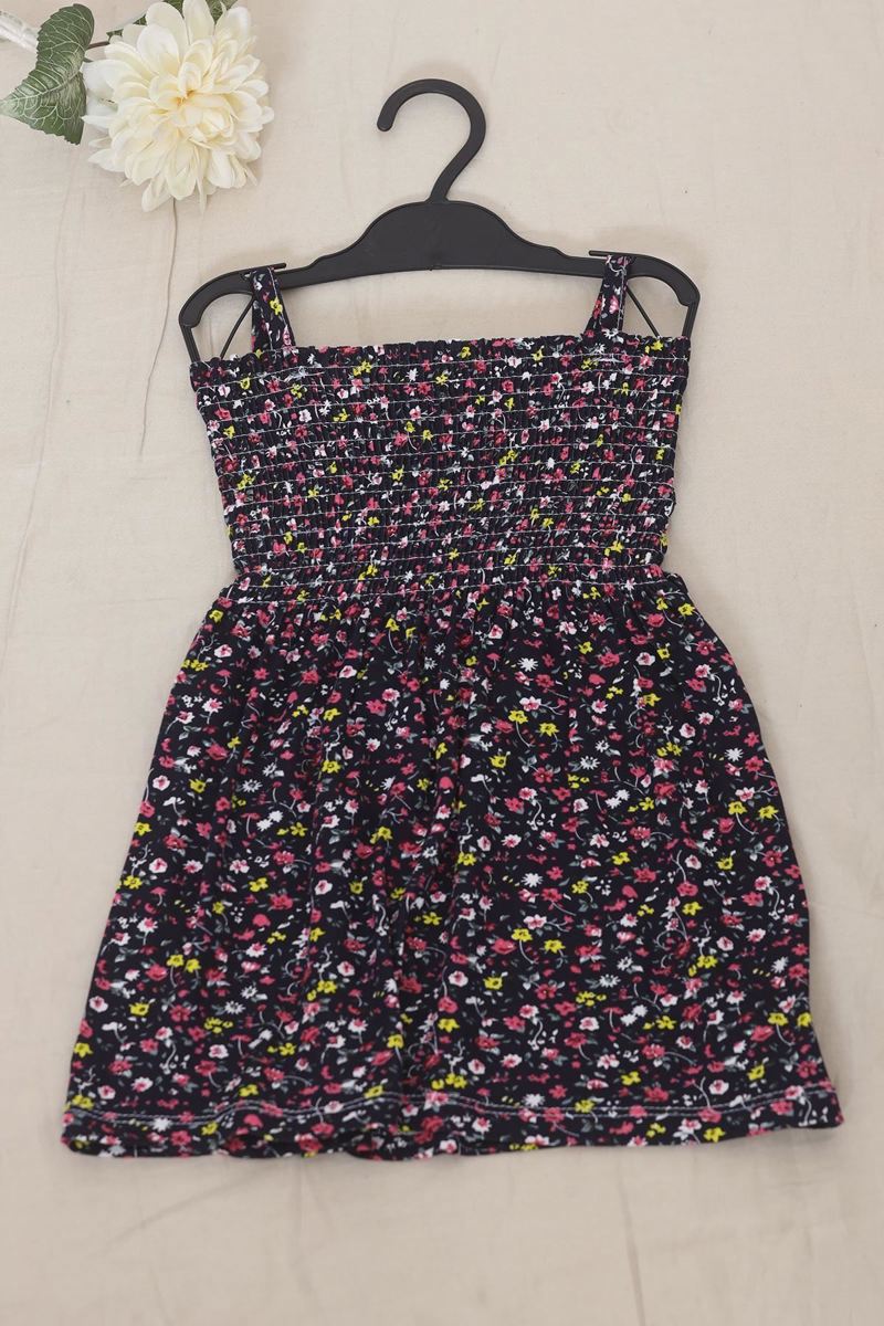 2-6 Years Old Rope Strap Children's Dress Navy Flower - 12523.1771.