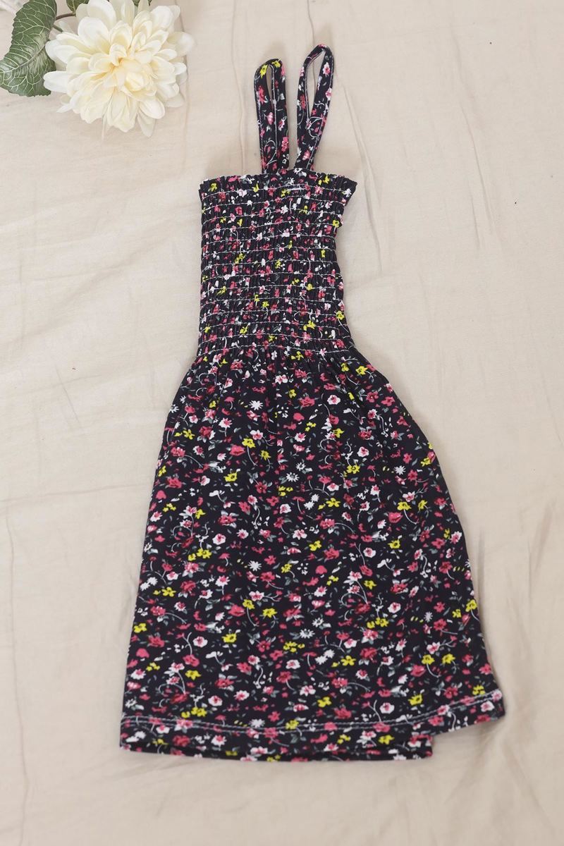 2-6 Years Old Rope Strap Children's Dress Navy Flower - 12523.1771.