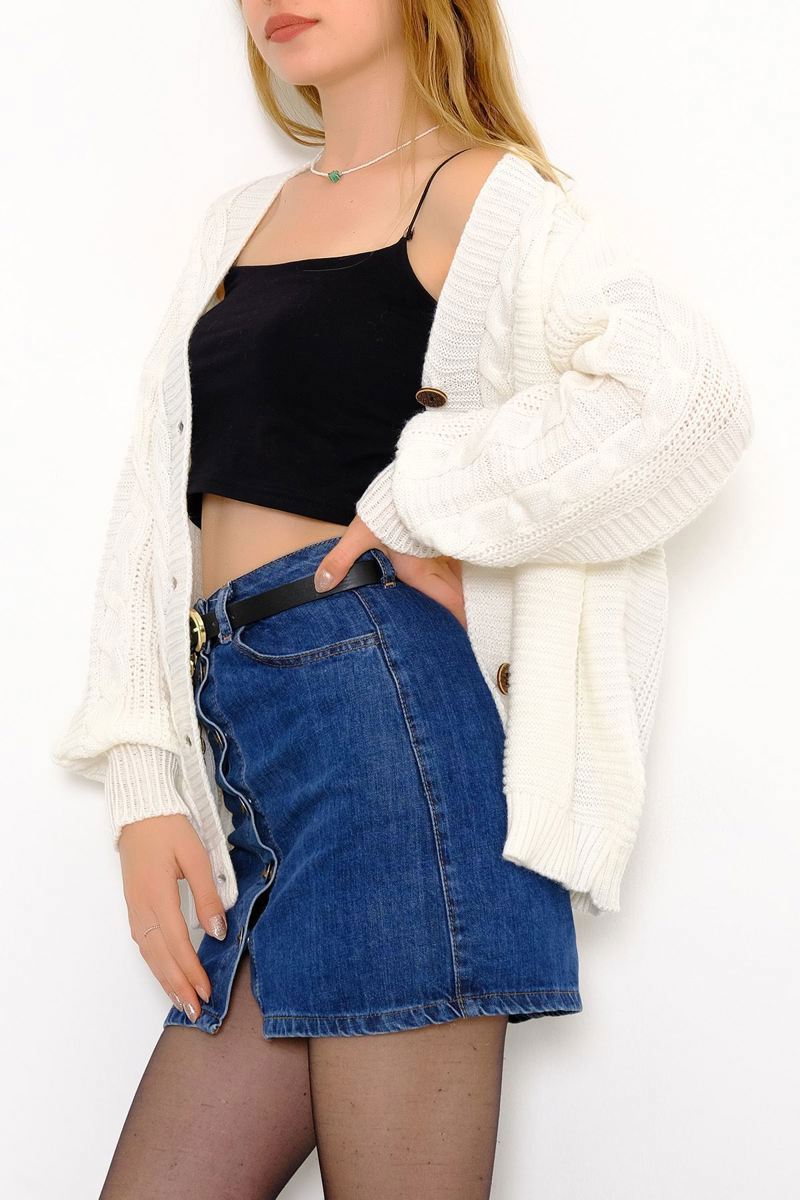 Balloon Sleeve Cardigan Ecru - 340.1577.